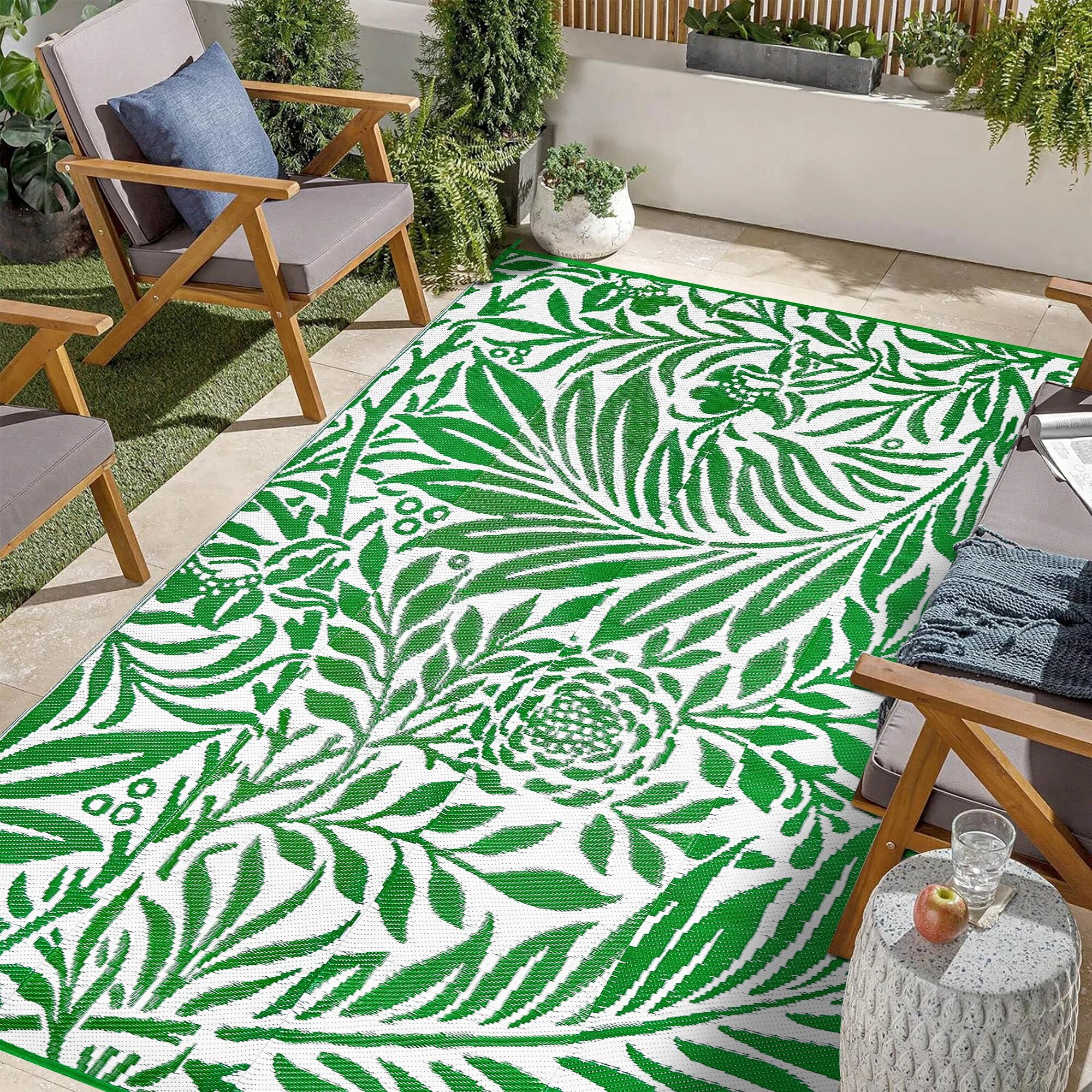 HUGEAR 5'x8' Outdoor Rugs Clearance,Plastic Straw Waterproof Rugs for