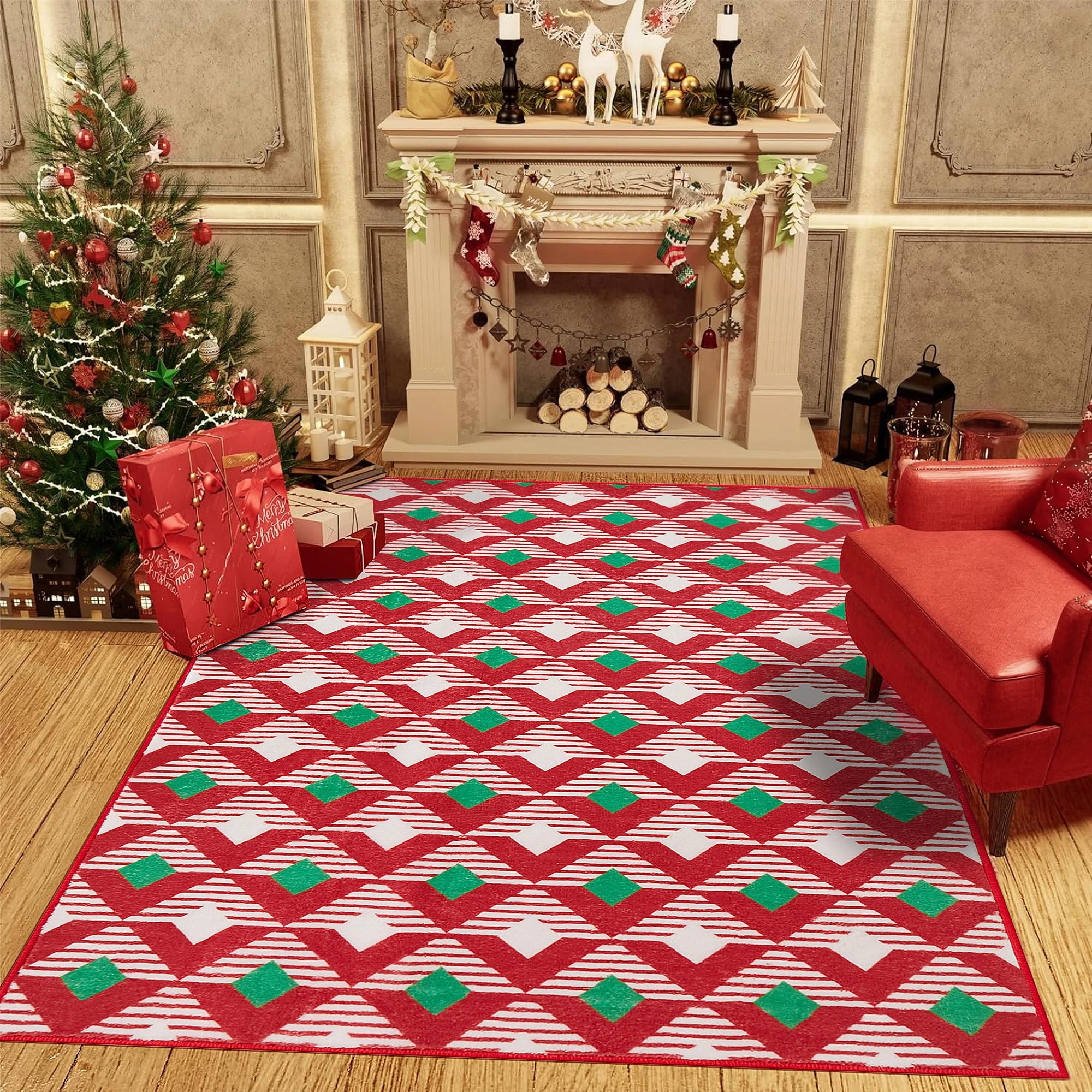 HUGEAR 8' x 10' Vintage Area Rugs Clearance Christmas Rug Throw Rug for