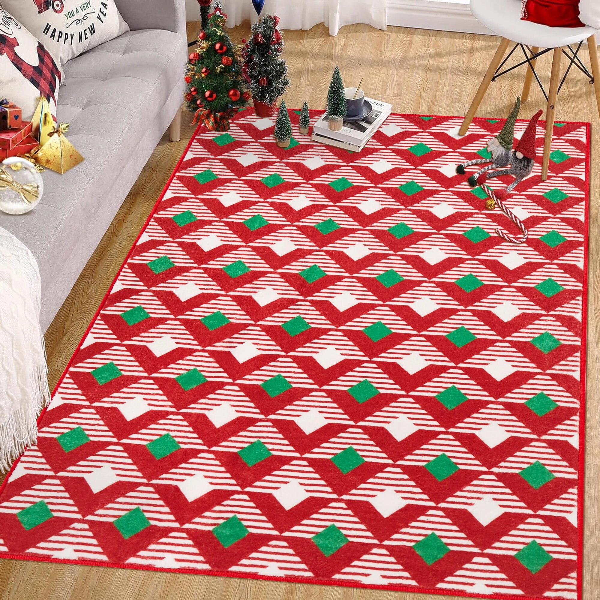 HUGEAR Area Rugs Christmas Rug Vintage Throw Rugs on Clearance for
