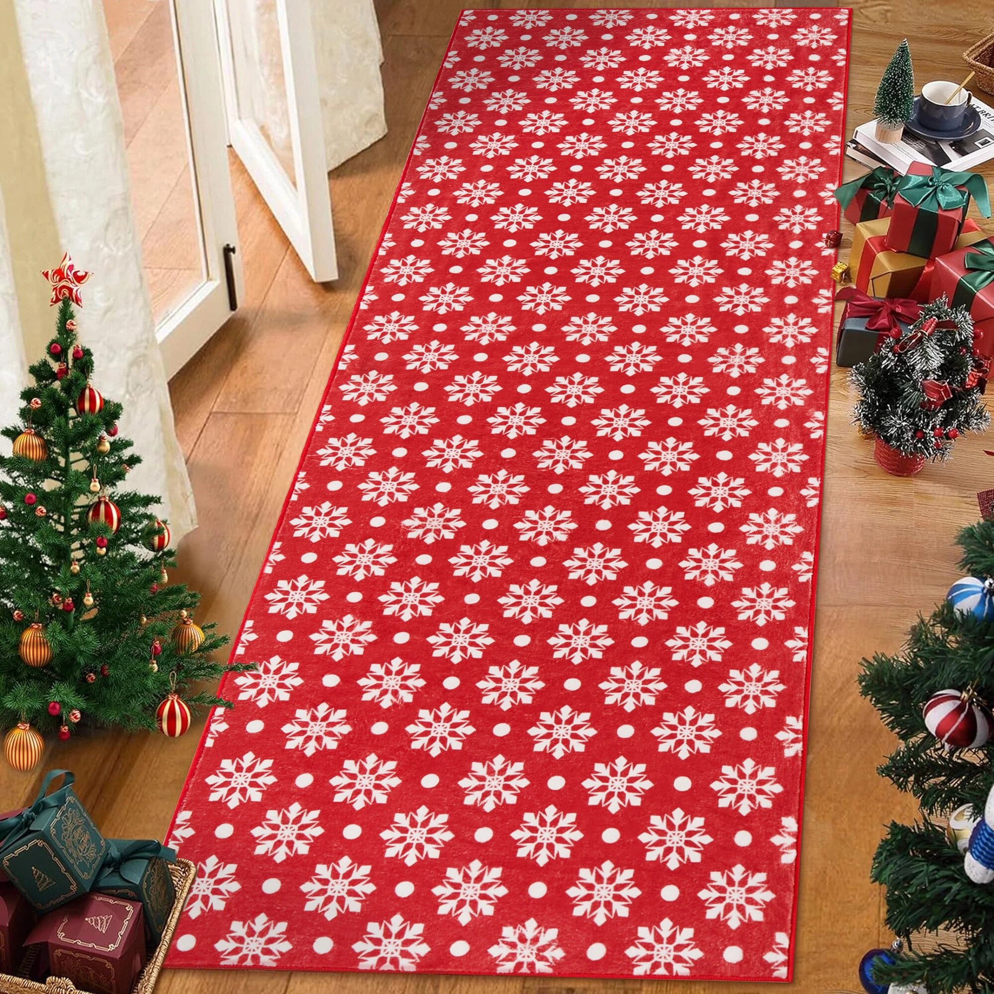 HUGEAR Machine Washable Christmas Runner Rug, Area Rugs for Hallway