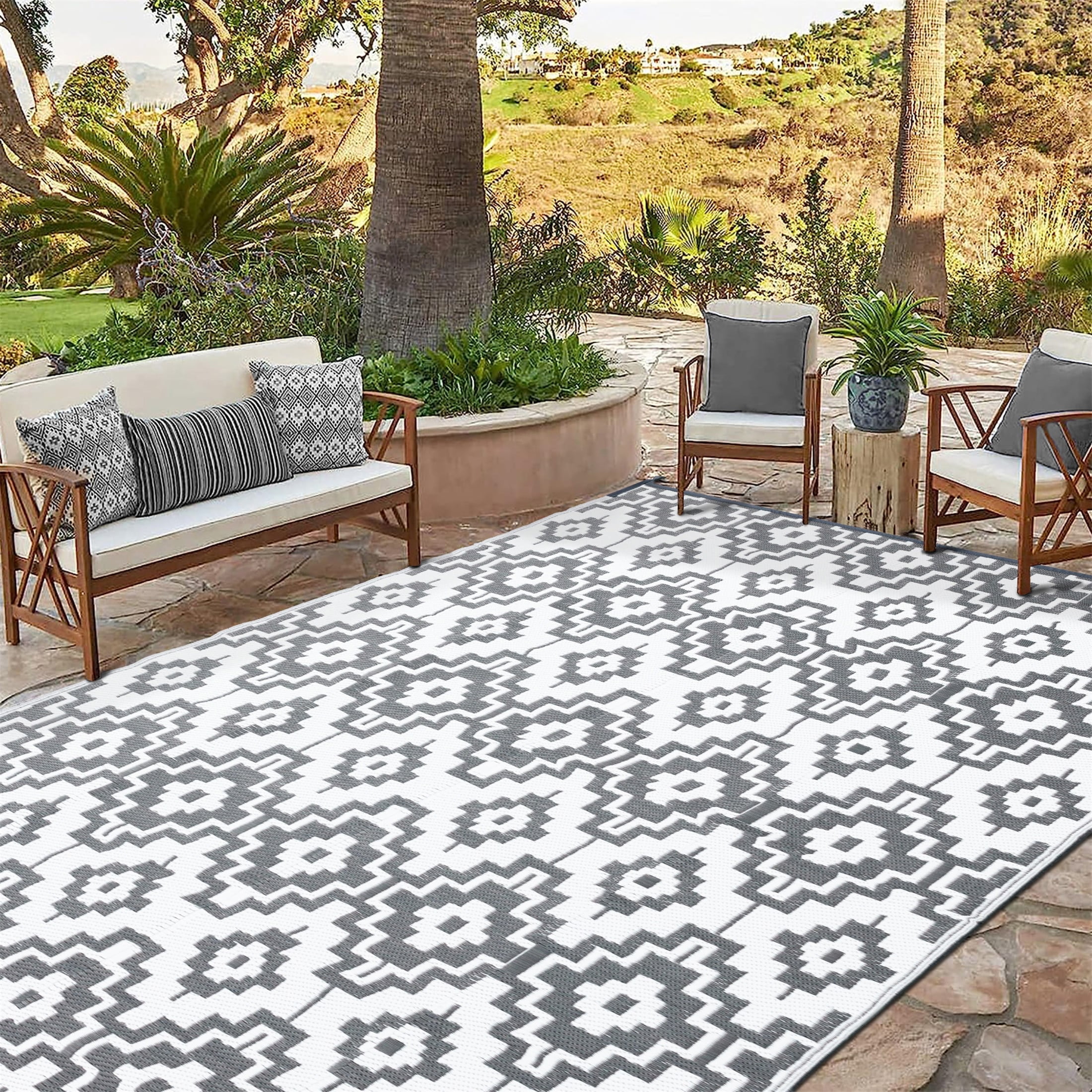 HUGEAR Outdoor Area Rugs,Plastic Straw Washable Waterproof for Patios