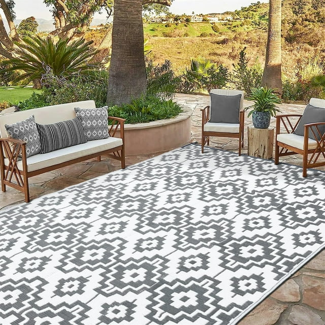HUGEAR Outdoor Rugs 8x10 Waterproof Clearance for Patios,Plastic