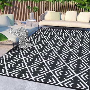 HUGEAR Outdoor Patio Rugs Clearance 5'x8' Waterproof Camping Rugs, RV Rugs for outside, Deck Rug, Pool, Balcony Rugs