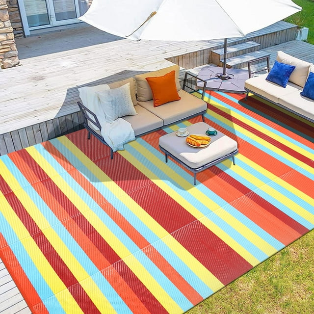 HUGEAR Outdoor Patio Rugs on Sale Clearance 5'x8' Area Rugs Waterproof