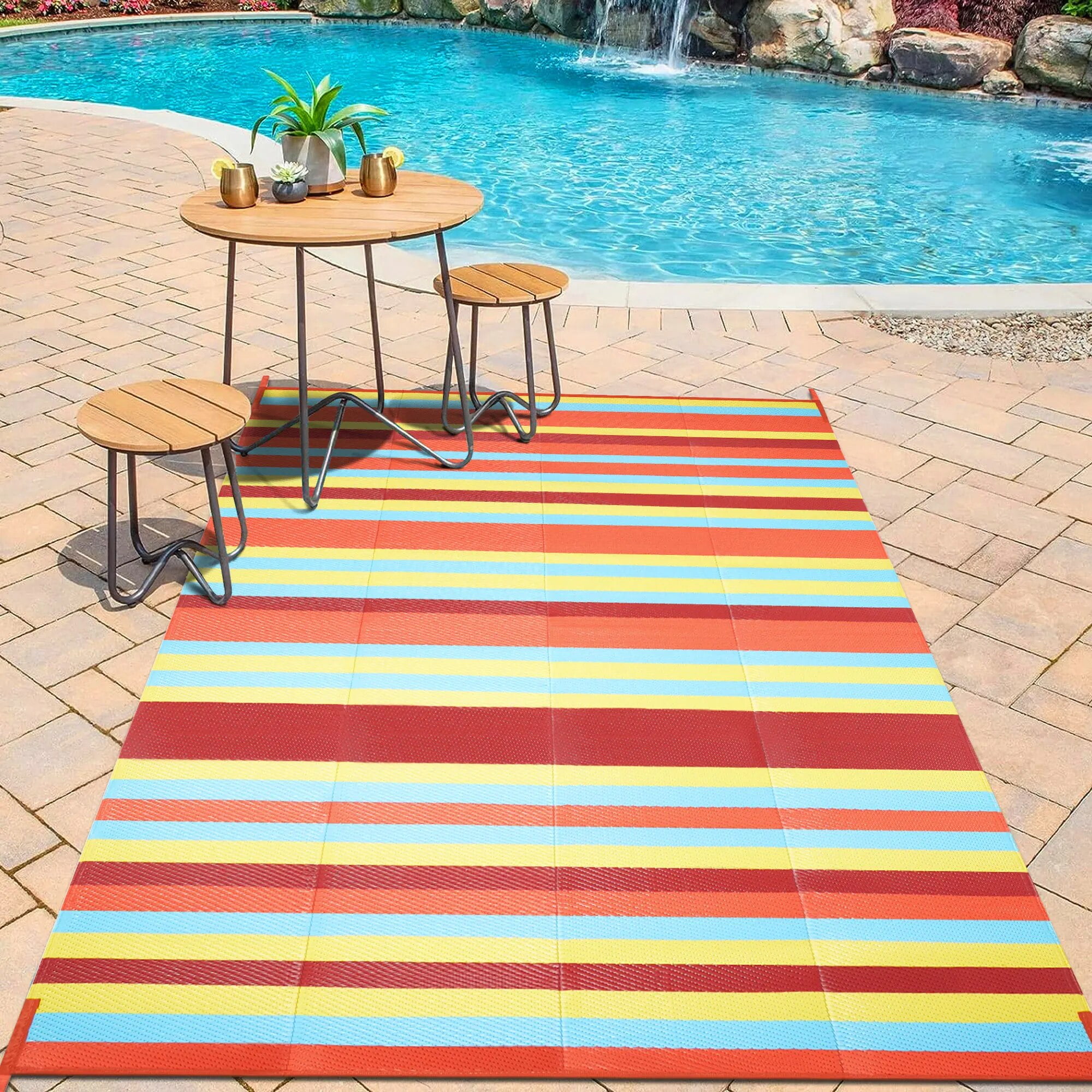 HUGEAR Outdoor Patio Rugs on Sale Clearance 5'x8' Waterproof Plastic Rugs,Camping Rugs, Porch