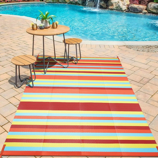HUGEAR Outdoor Patio Rugs on Sale Clearance 5'x8' Waterproof Plastic