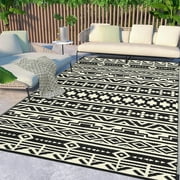 HUGEAR Outdoor Plastic Rugs for Patios Clearance 8'x10' Waterproof Rugs, Camping RV Rugs for outside, Pool, Deck, Porch, Balcony Rug