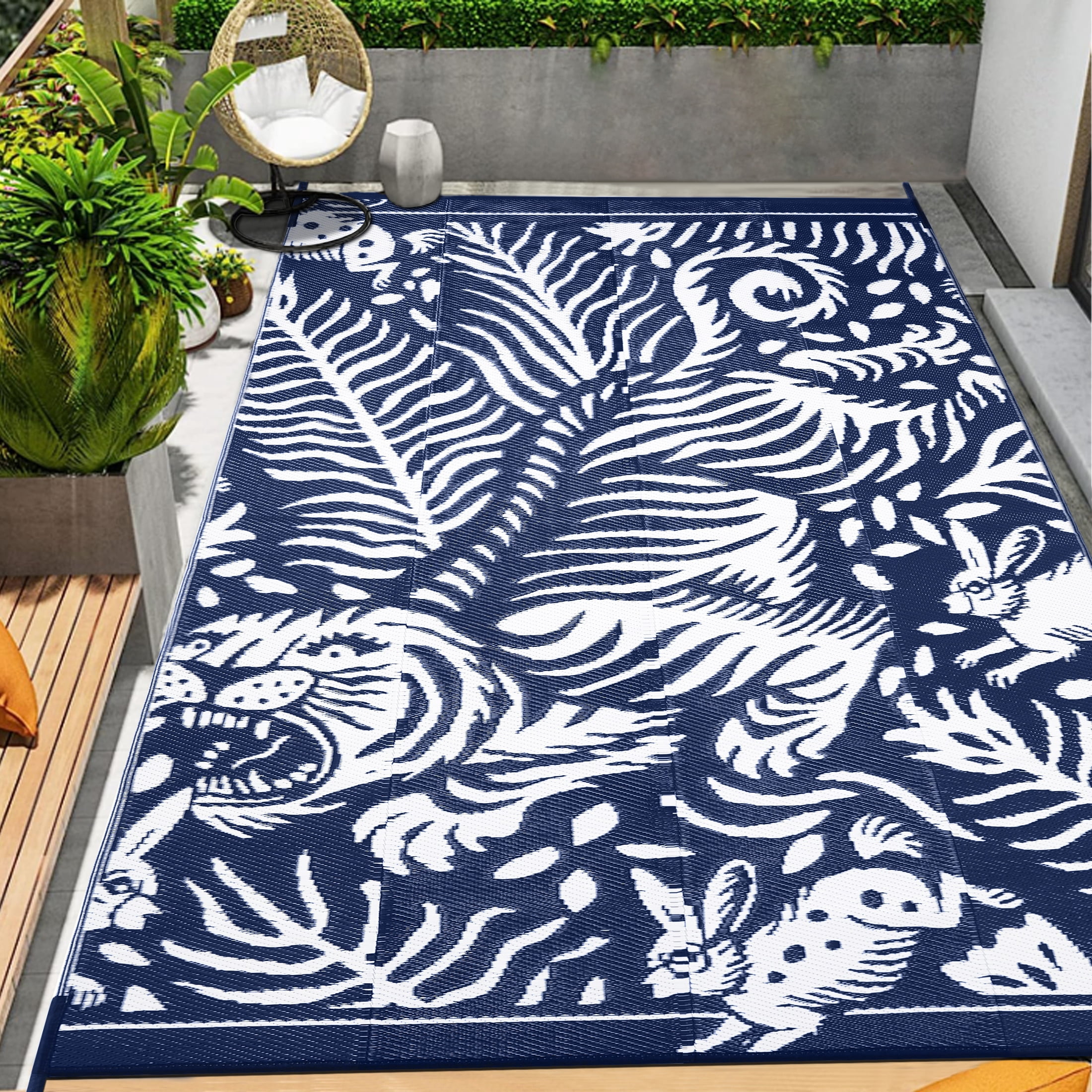 HUGEAR Outdoor Plastic Rugs on Sale Clearance 5'x8' Area Rugs