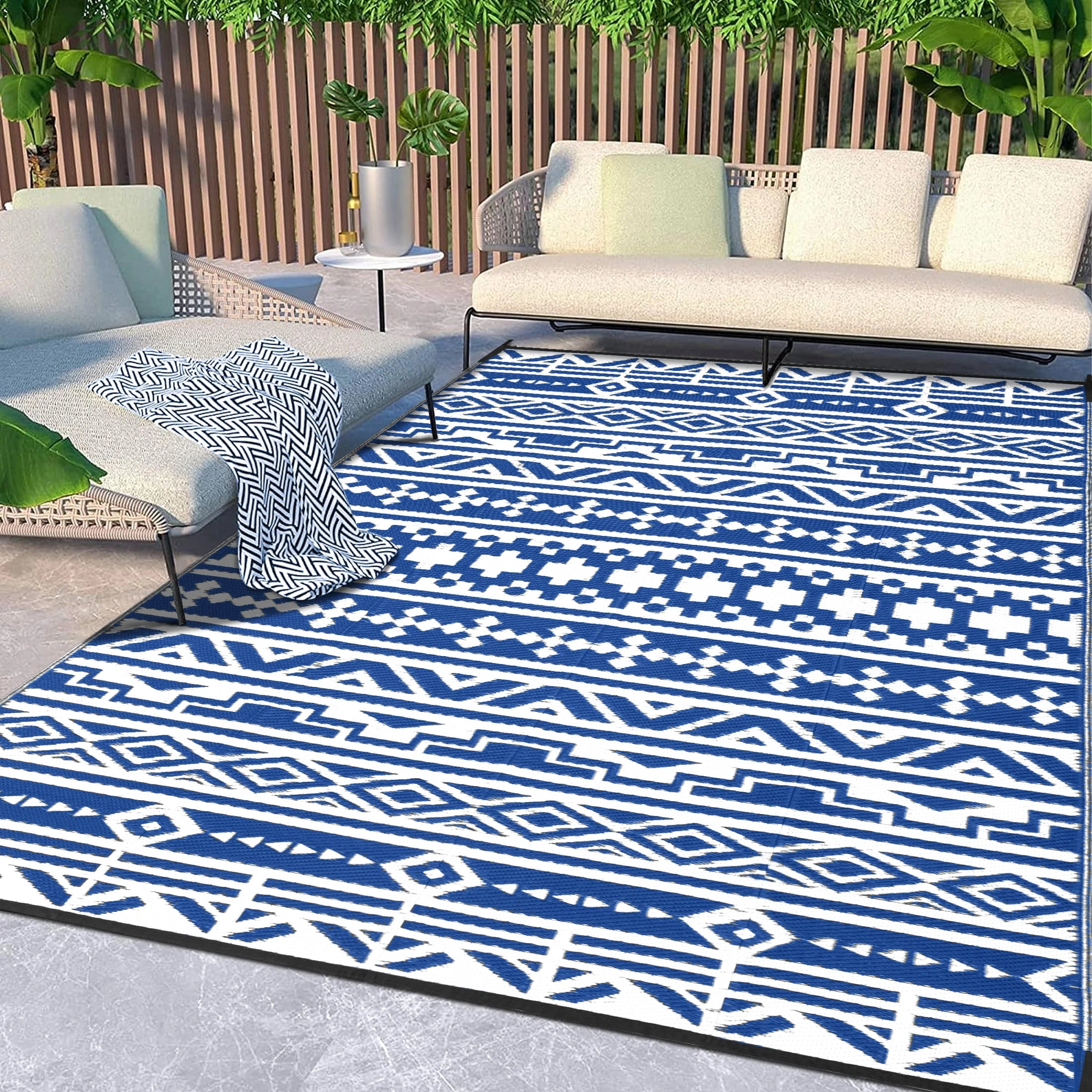 HUGEAR Outdoor Plastic Rugs on Sale Clearance 6'x9' Waterproof Rugs for