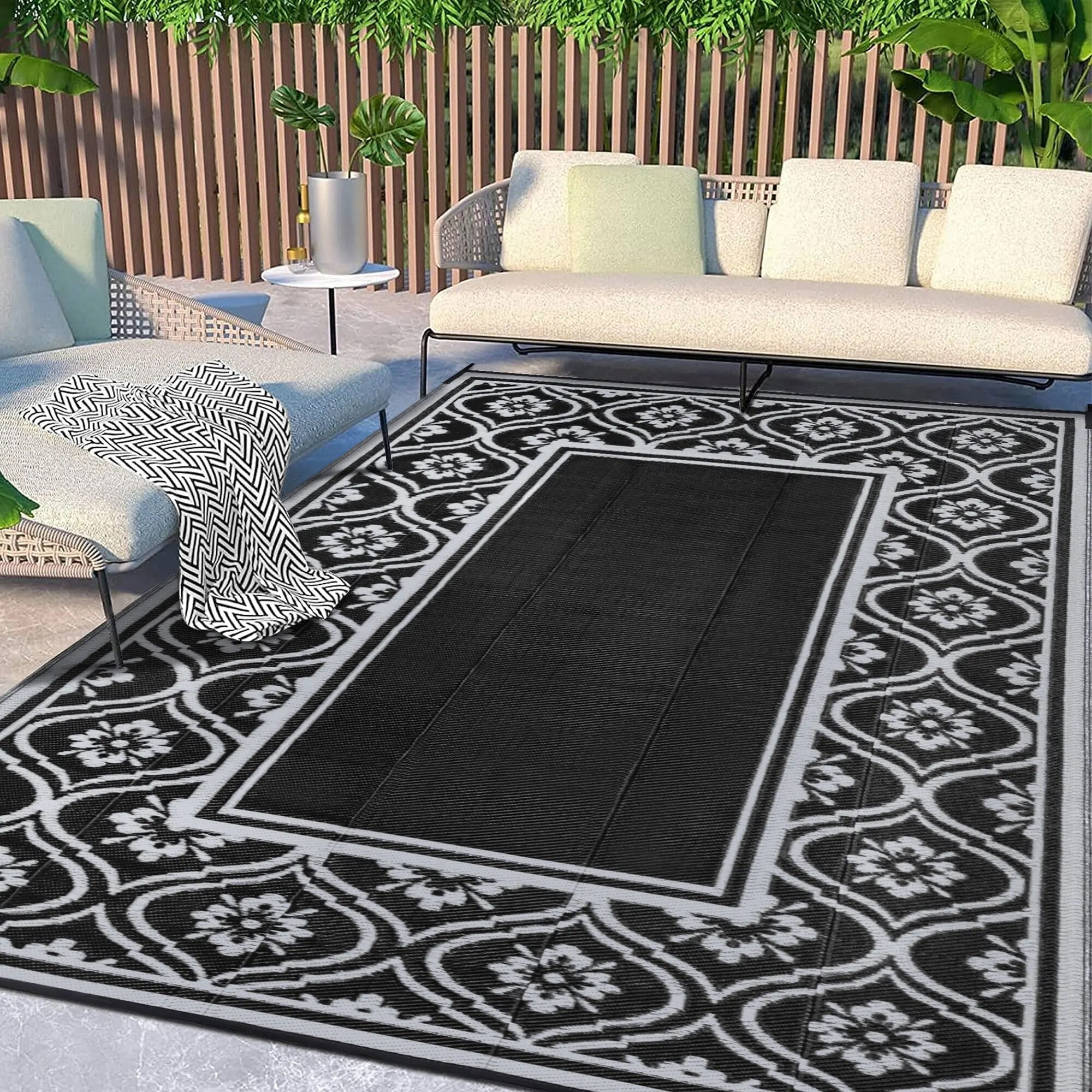 HUGEAR Outdoor Rugs Clearance 5'x8' Waterproof Patio Rugs Area Rugs ...
