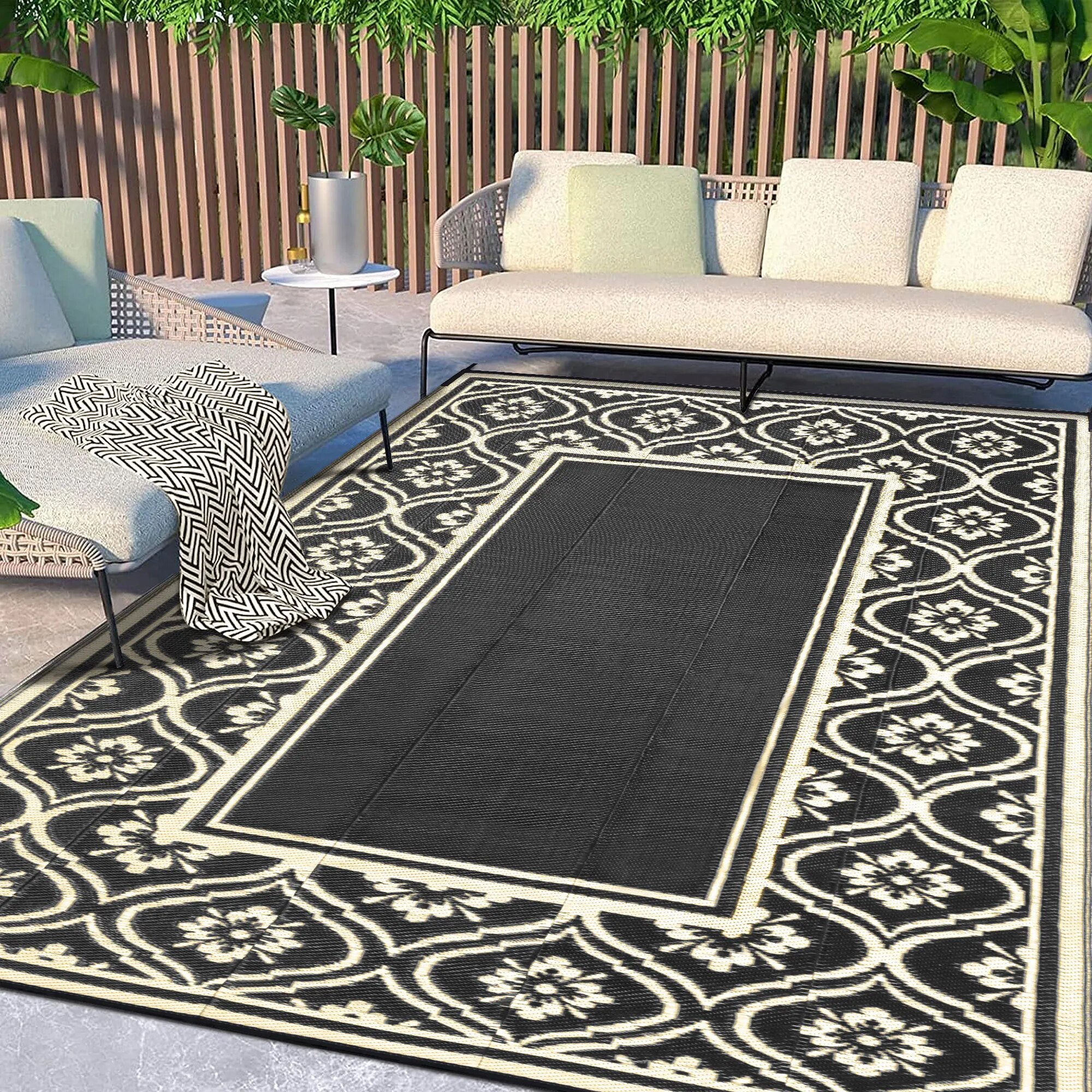 HUGEAR Outdoor Rugs Clearance 5'x8' Waterproof Patio Rugs Area Rugs ...