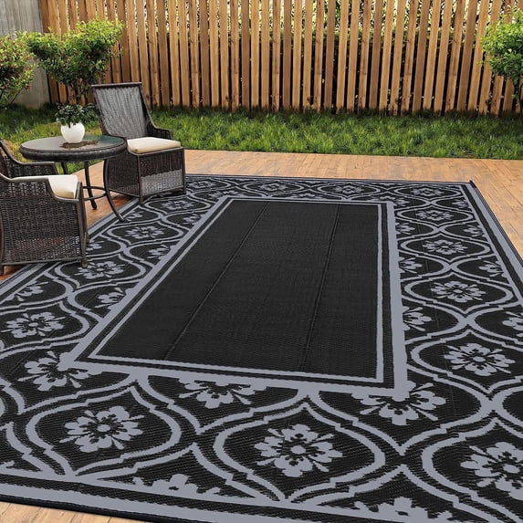 HUGEAR Outdoor Rugs Clearance 6'x9' Waterproof Patio Rugs Area Rugs Plastic Straw Rugs, Camping RV Rugs for outside, Balcony, Pool, Deck Rug