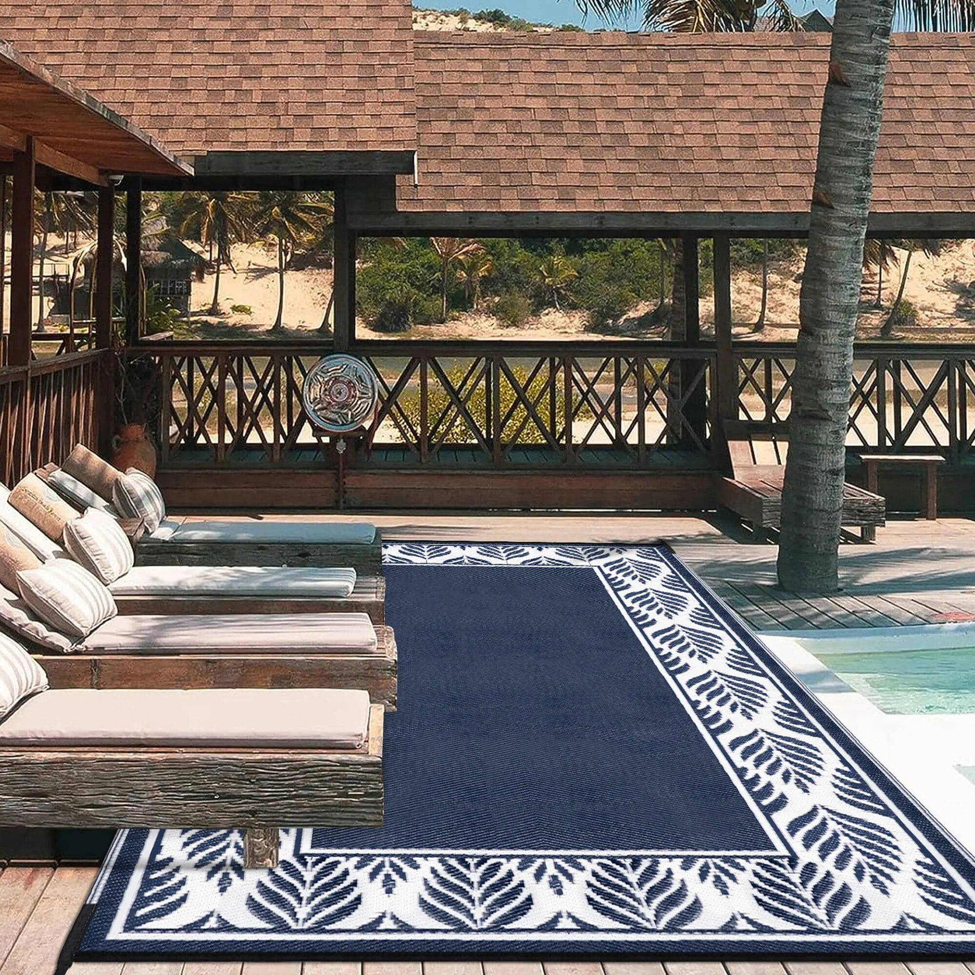 HUGEAR Outdoor Rugs Clearance 6'x9' Waterproof Patio Rugs, Camping Rugs