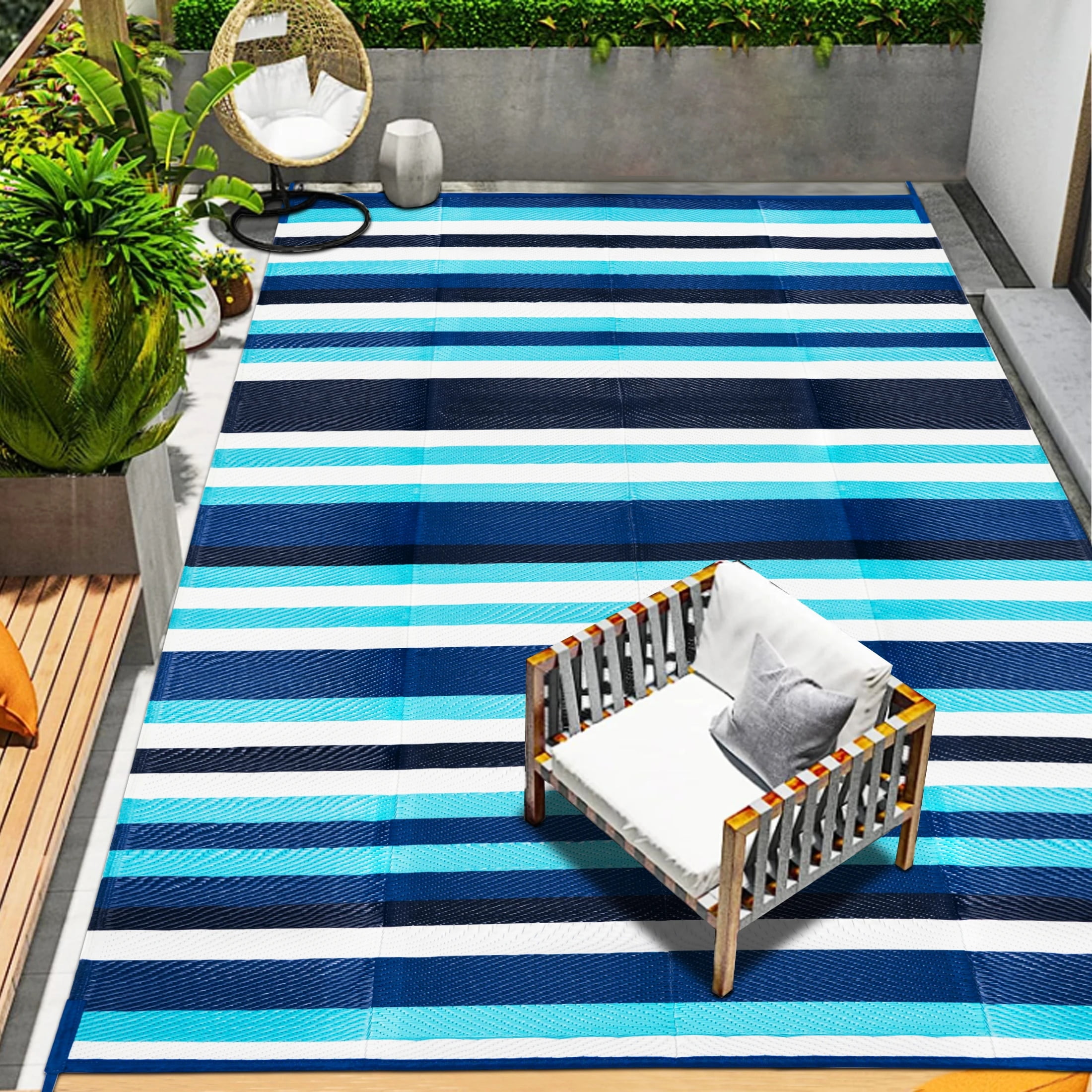HUGEAR Outdoor Rugs Clearance 9'x12' Area Rugs Waterproof Patio Rugs