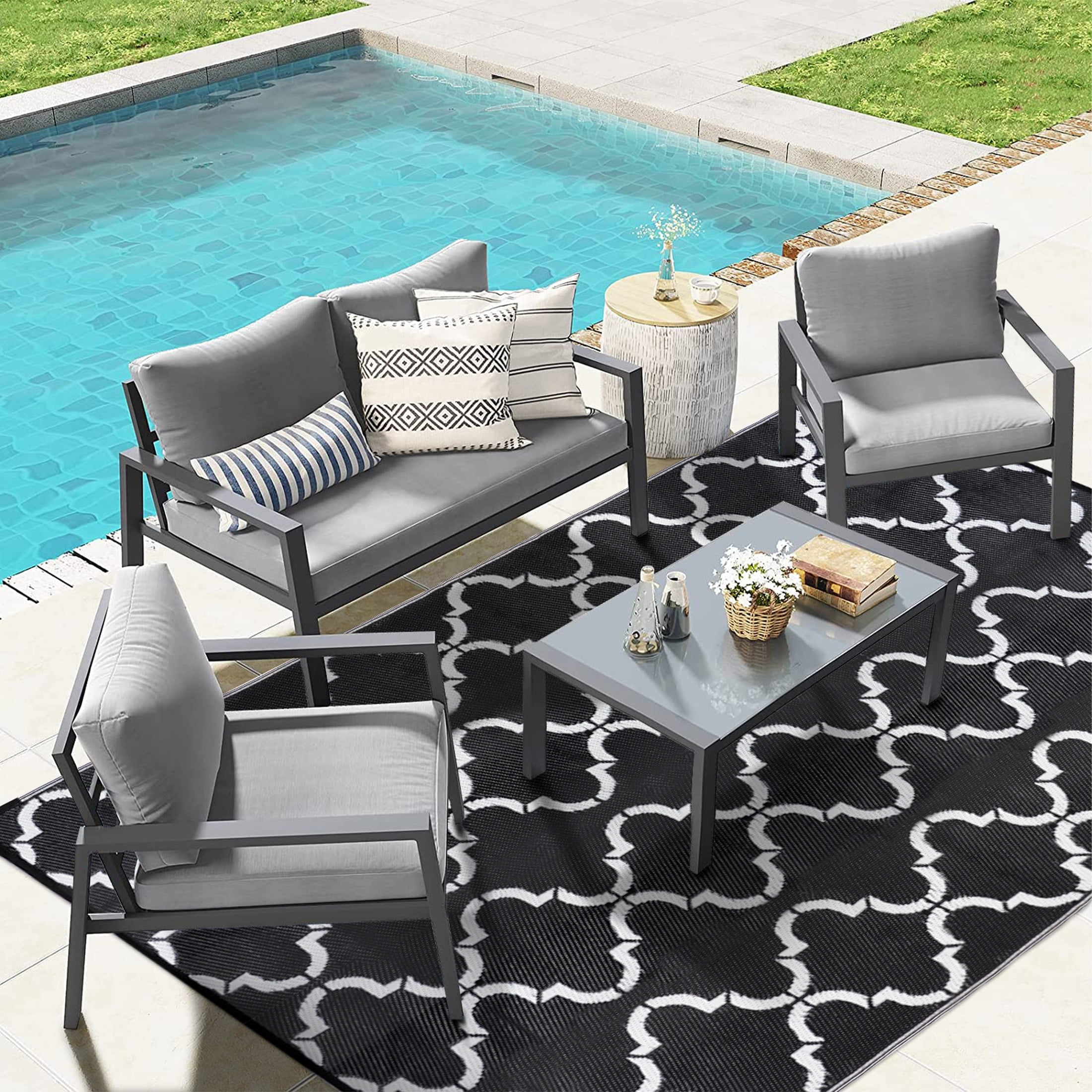 HUGEAR Outdoor Rugs for Patio Clearance 5'x8' Area Rugs Waterproof