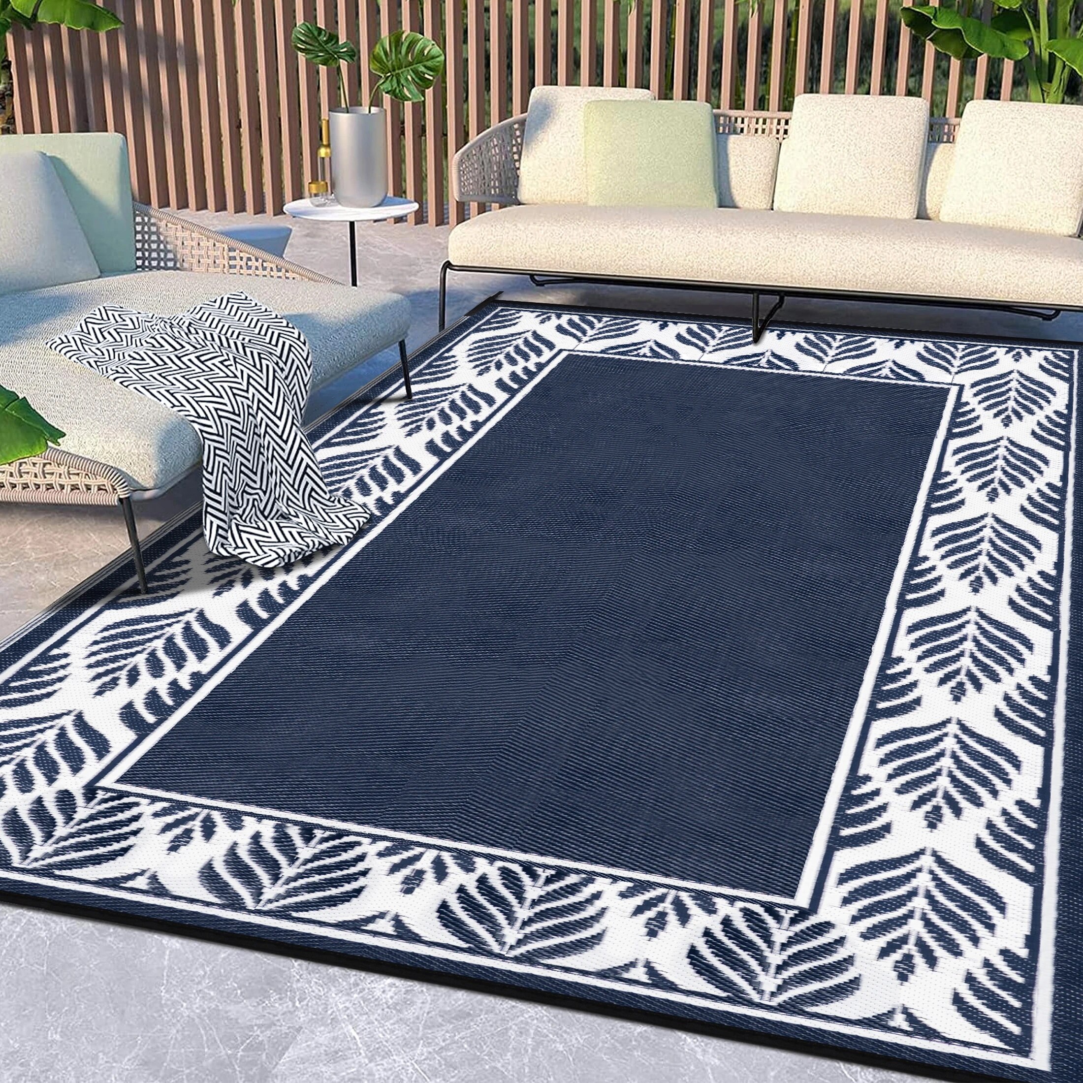 BalajeesUSA Outdoor rugs Plastic straw patio rugs5 by 7 feet. Grey