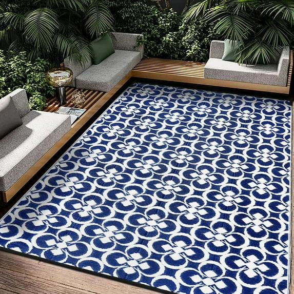HUGEAR Reversible Plastic Indoor/Outdoor Rug, 5'x8' Waterproof Patio ...