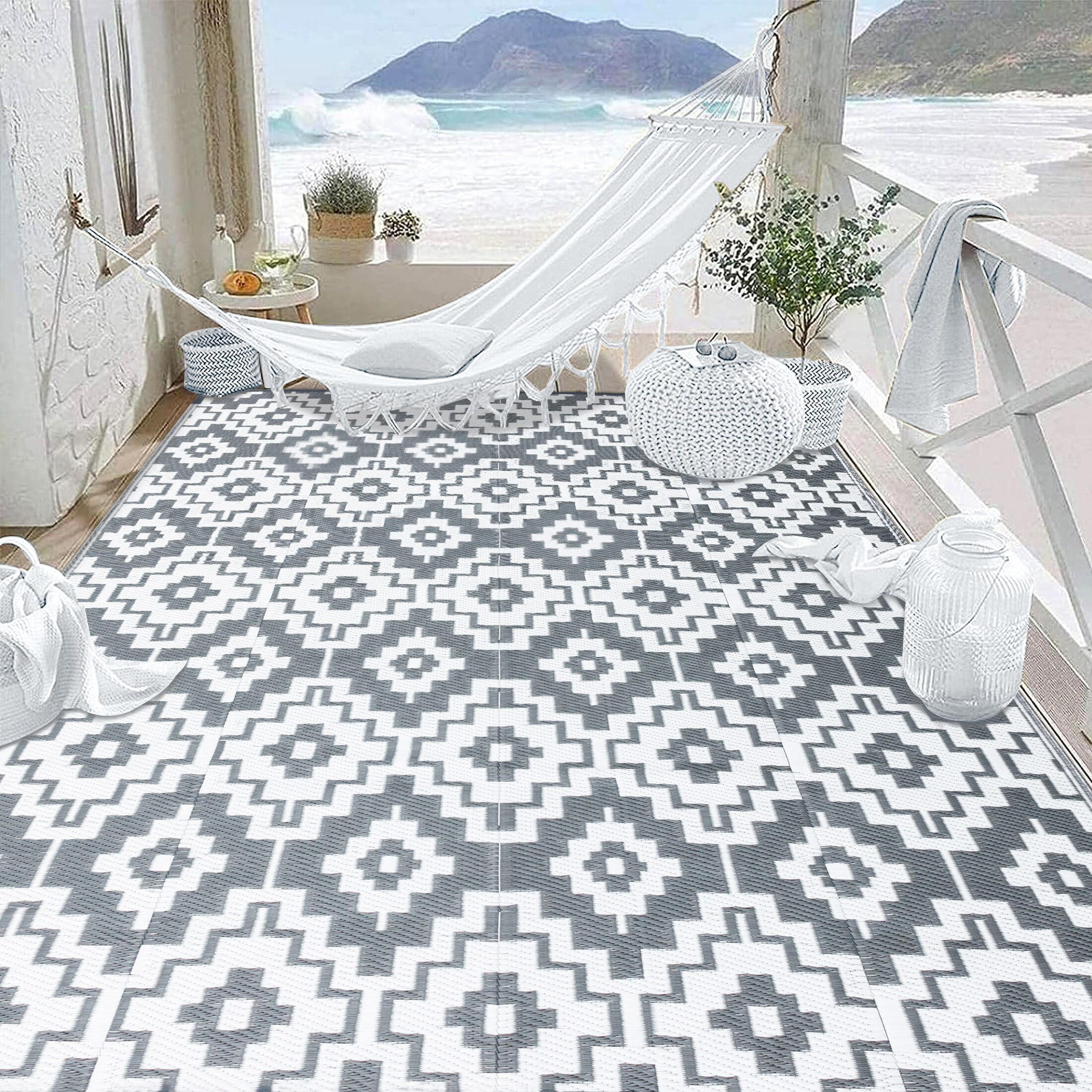 HUGEAR Outdoor Rugs on Sale Clearance 8'x10' Area Rugs Waterproof Patio