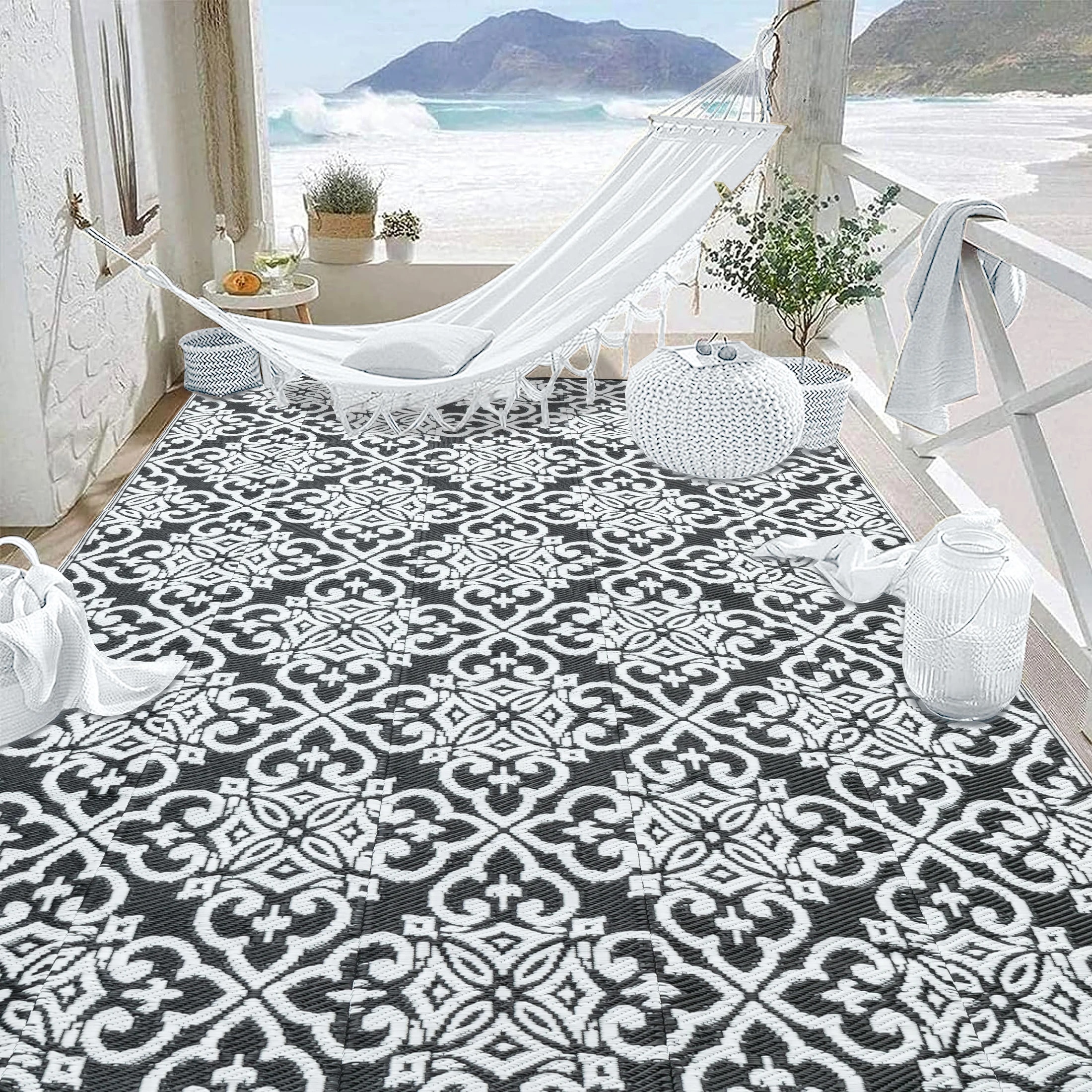 Black Economy Indoor Outdoor Custom Cut Carpet Patio & Pool Area Rugs
