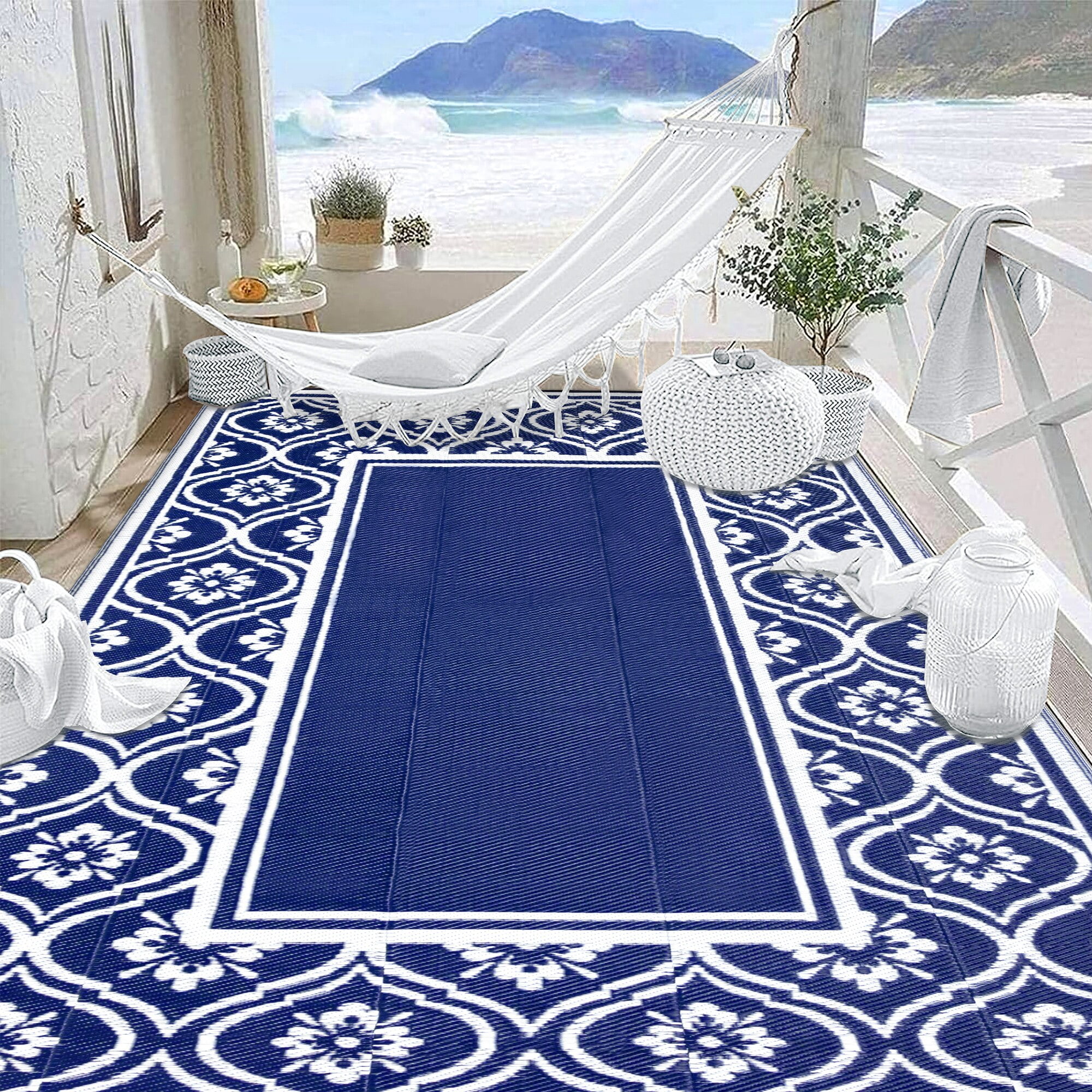 HUGEAR Vintage Outdoor Rugs Clearance Waterproof Patio Rugs Area Rugs