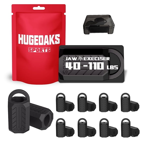 HUGEOAKS Jaw Exerciser for Men and Women, 40-110 lbs, 8 Resistance Levels 16 Count, Silicone Jawline Exercise Tablets, Powerful Jawline Trainer for Beginners, Intermediate and Advanced Users - Slims
