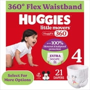 Huggies Little Movers HuggFit 360° Baby Diapers with 360° Waistband, Size 4 (22-37 lbs), 21 Count (Select for More)