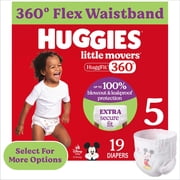 Huggies Little Movers HuggFit 360 , Pull On Diapers with 360  Waistband Size 5, 19 Count