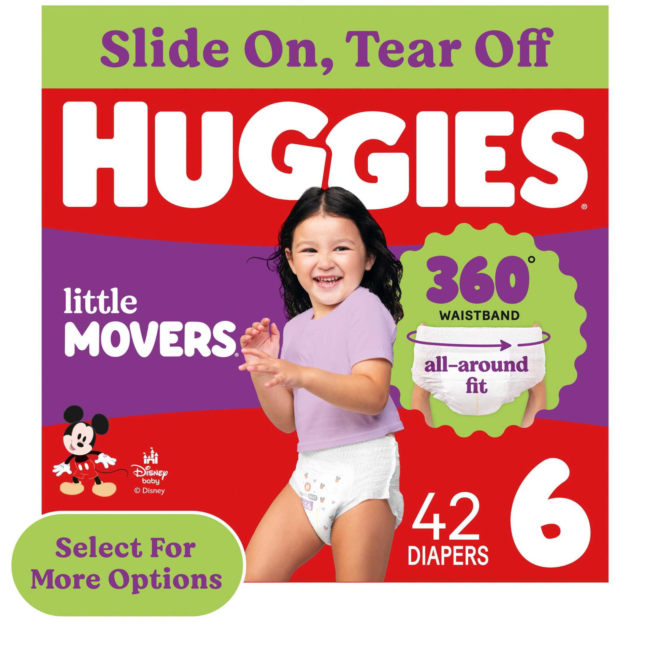 Huggies Little Movers 360° Pull On Diapers with 360° Waistband, Size 6 (35+ lbs), 42 Count (Select for More)