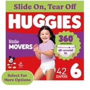 Huggies Little Movers 360 Pull On Diapers with 360 Waistband, Size 6 35+ lbs, 42 Count Select for More