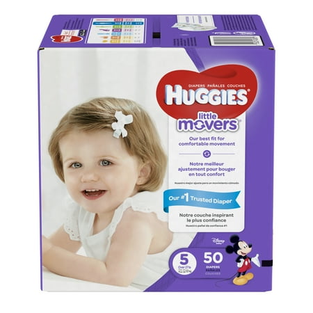 HUGGIES Little Movers Diapers, Size 5, 50 Ct