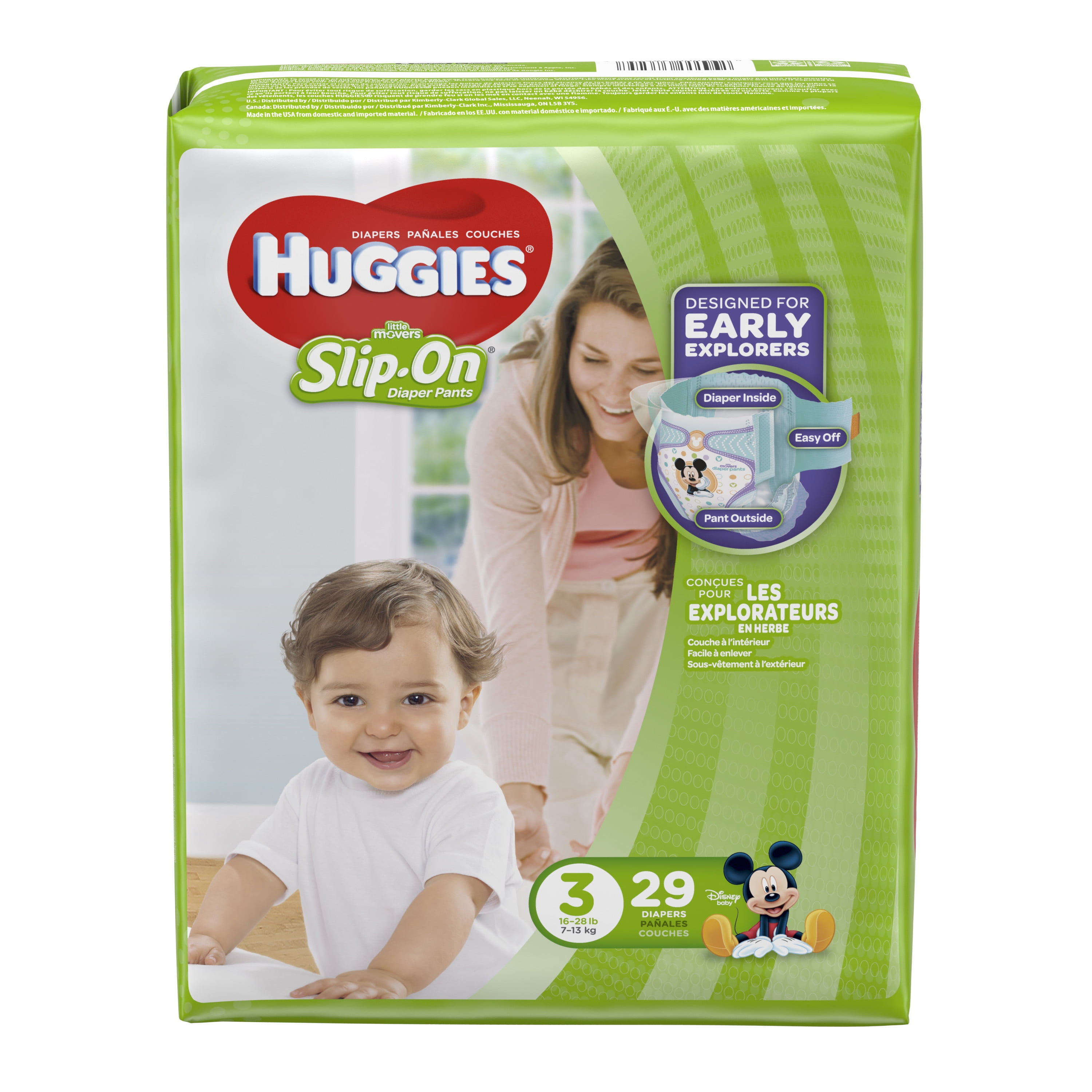 HUGGIES Little Movers Slip On Diaper Pants, Size 3 