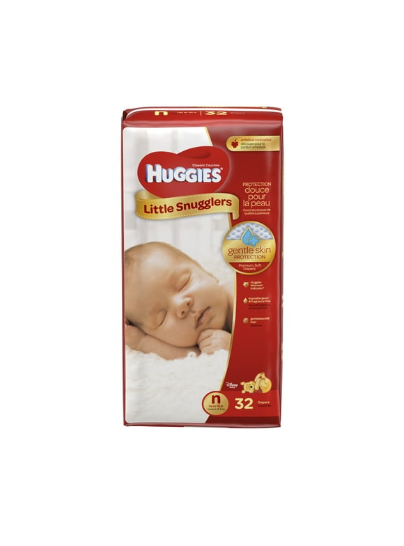 HUGGIES Little Snugglers Diapers, Newborn, 32 Diapers