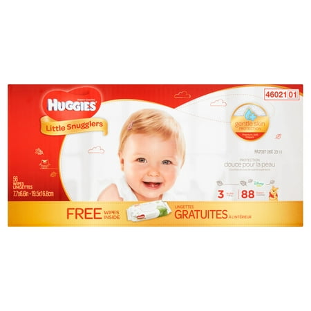 HUGGIES Little Snugglers Diapers, Size 3, 88 Diapers + Bonus