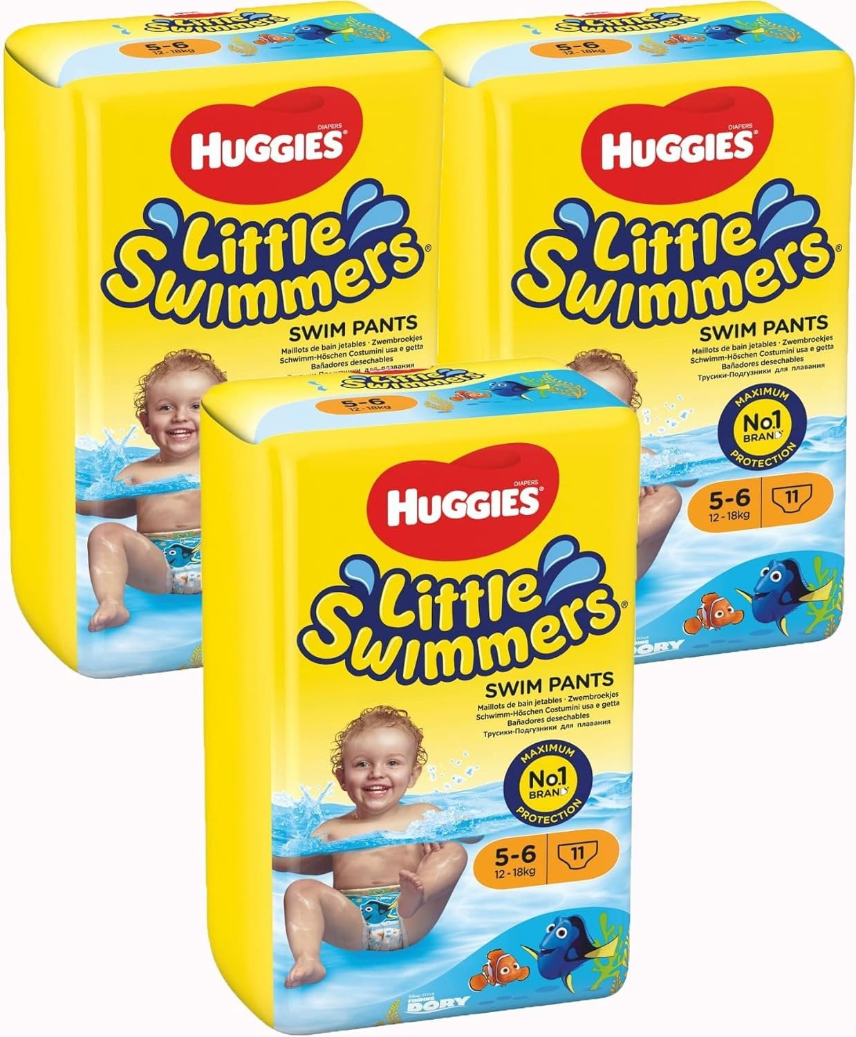 HUGGIES Little Swimmers Baby Disposable Swim Diapers Pants Size 5-6, 11 Count Pack of 3