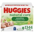 thumbnail image 1 of Huggies Natural Care Sensitive Baby Wipes, Unscented, 24 Packs, 1344 Total Count (Select for More), 1 of 13