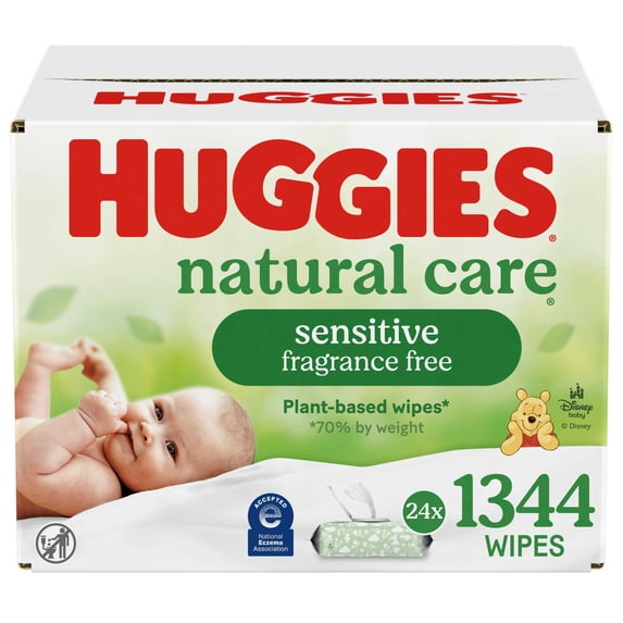 Huggies Natural Care Sensitive Baby Wipes, Unscented, 24 Packs, 1344 Total Count (Select for More)