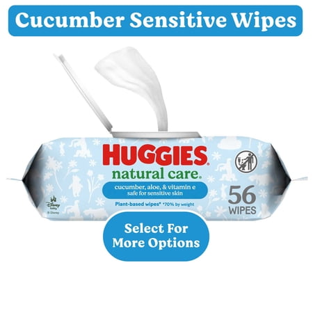 Huggies Natural Care Cucumber, Aloe and Vitamin E Baby Wipes, Scented, 1 Flip-Top Pack, 56 Total Count (Select for More)