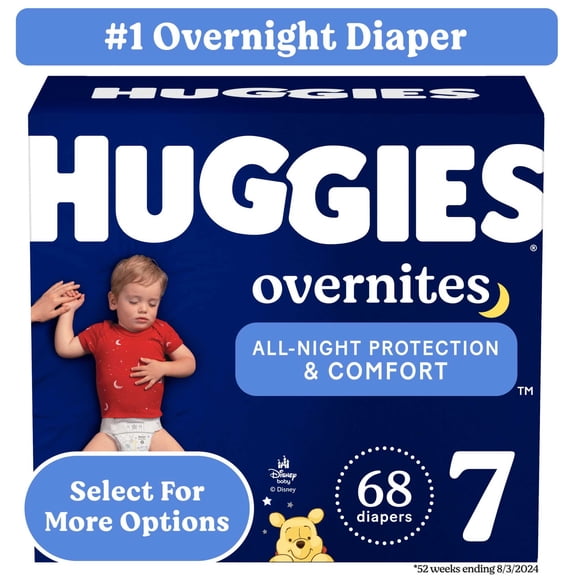 Huggies Overnites Nighttime Baby Diapers, Size 7 (41+ lbs), 68 Count (Select for More)