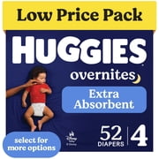 Huggies Overnites Nighttime Baby Diapers, Size 4 22-37 lbs, 52 Ct Select for More