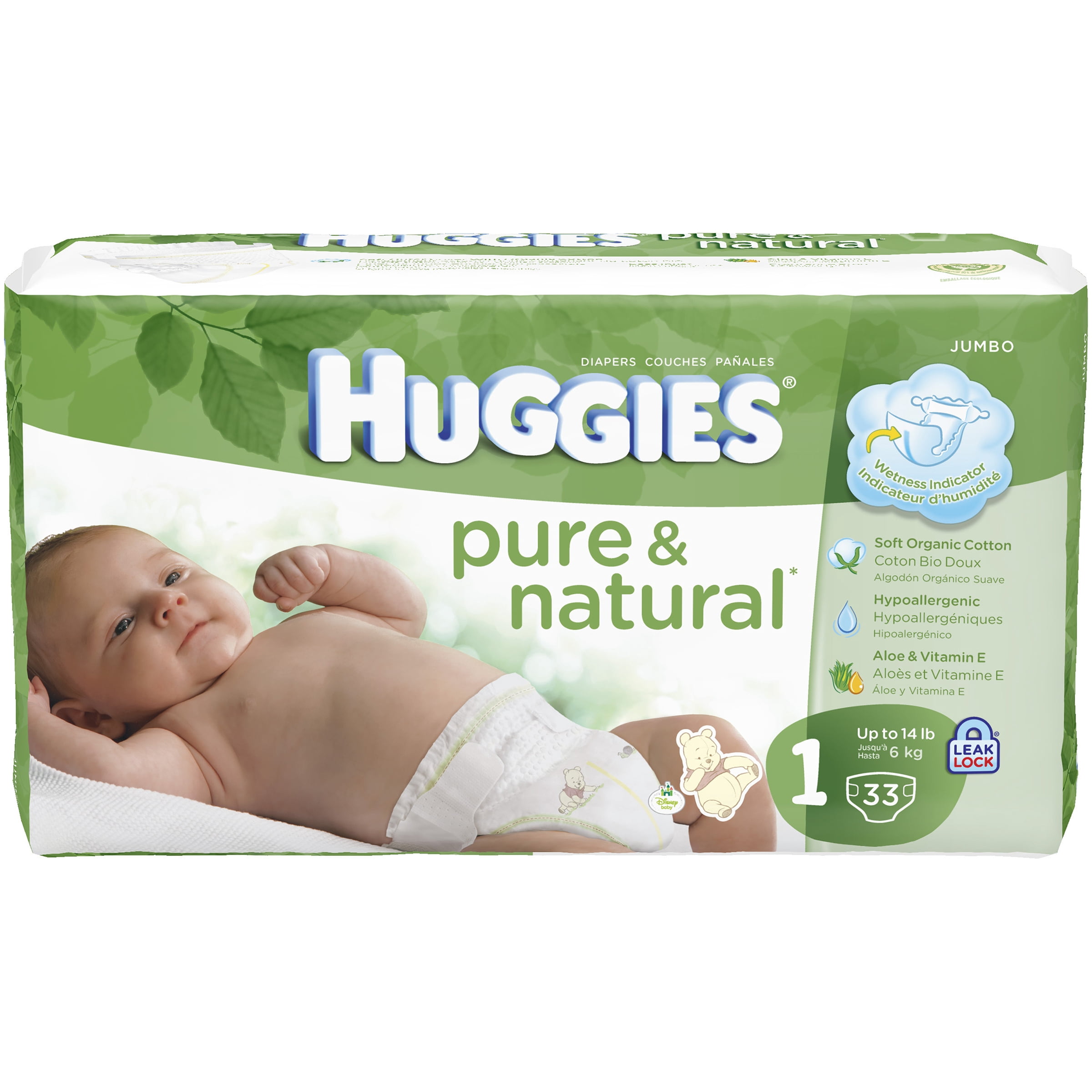 HUGGIES Pure & Natural Diapers, Sizes Newborn, 1, 2, 3, 4, 5