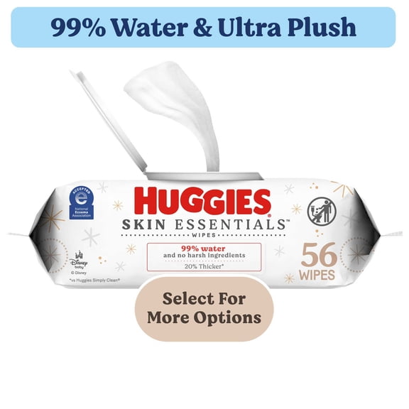 Huggies Skin Essentials Baby Wipes, 1 Pack, 56 Count (Select for More)