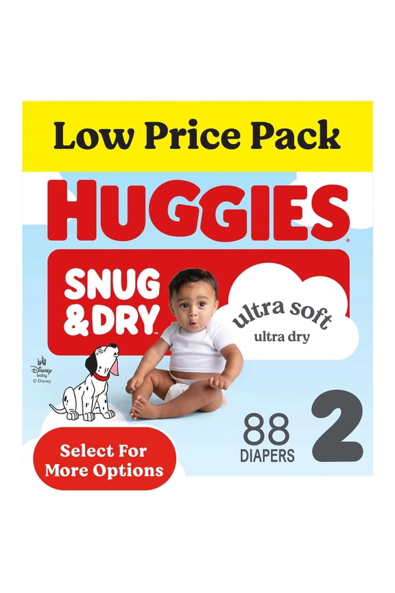 Snug & Dry Baby Diapers, Size 2 (12-18 lbs), 88 Count (Select for More)
