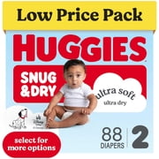 Huggies Snug & Dry Baby Diapers, Size 2 12-18 lbs, 88 Count Select for More