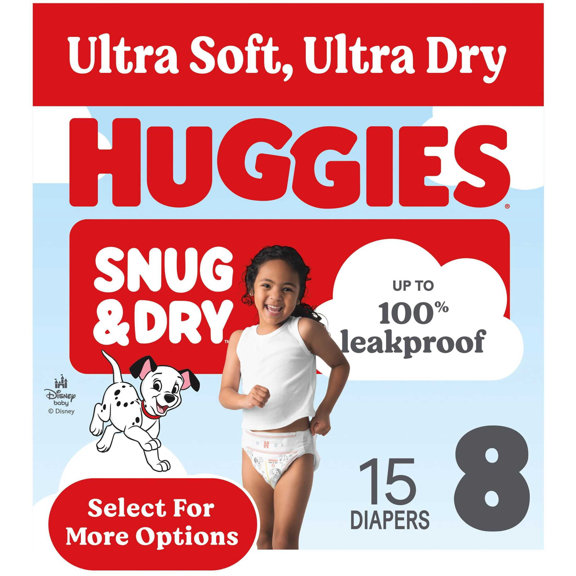 Huggies Snug & Dry, Ultra Soft Baby Diapers Size 8, 15 Count