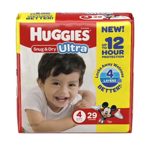 HUGGIES Snug & Dry Ultra Diapers, Size 4, 29 Diapers
