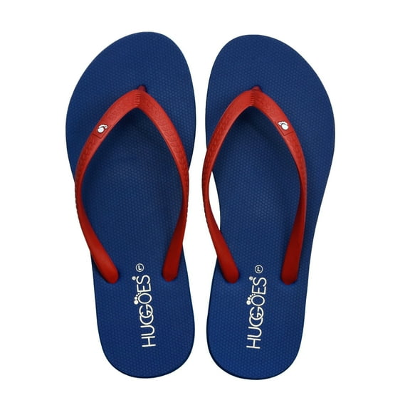 HUGGOES Cosmic Natural Rubber Comfort Flip Flops for Women - Navy/Red