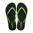 thumbnail image 1 of HUGGOES Ebony Natural Rubber Comfort Flip Flops for Women - Black/Green, 1 of 6