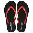 thumbnail image 1 of HUGGOES Ebony Natural Rubber Comfort Flip Flops for Women - Black/Red, 1 of 9