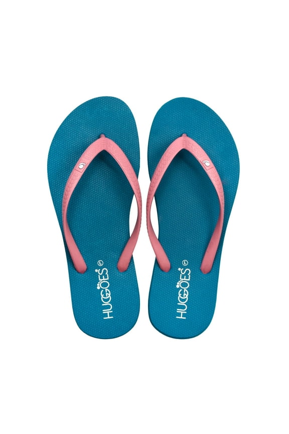 Garnet Natural Rubber Comfort Flip Flops for Women - Turquoise/Pink