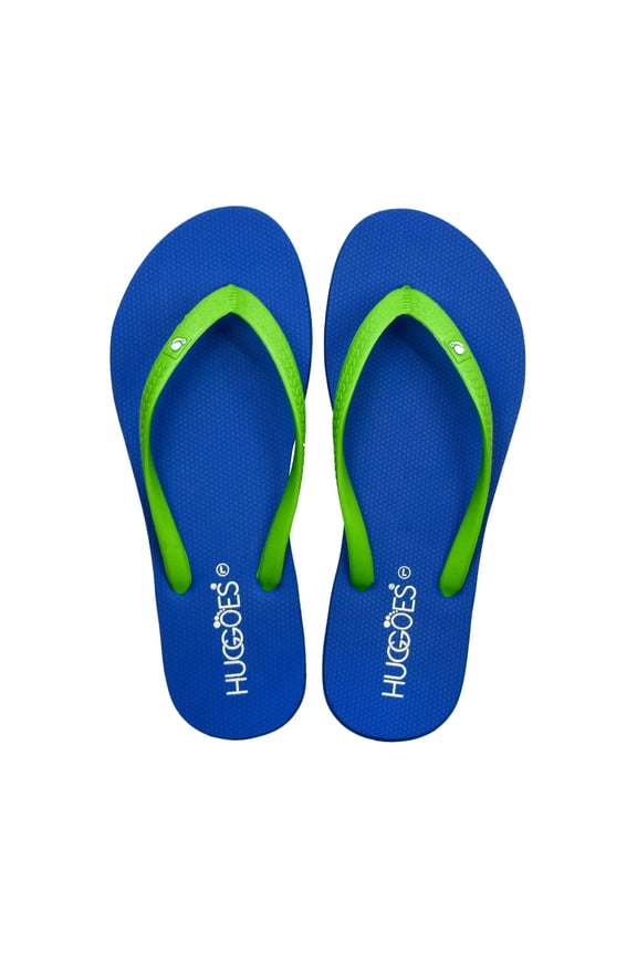 Marine Natural Rubber Comfort Flip Flops for Women - Blue/Green